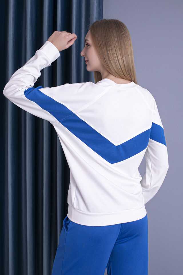 0064Sweat  Beden & Kollar V Zikzak Parçalı Model