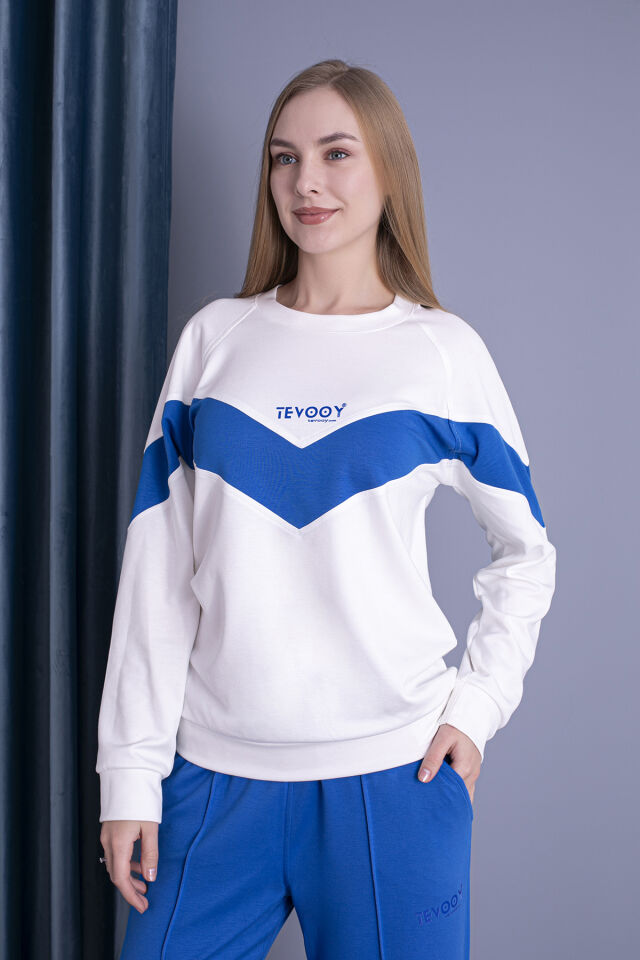 0064Sweat  Beden & Kollar V Zikzak Parçalı Model