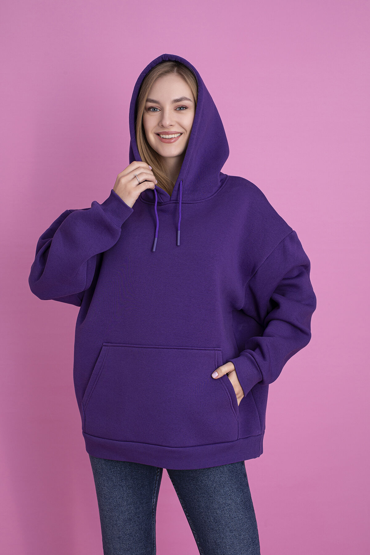 0003 Üç İplik Şardonlu Antrasit Sweatshirt 2XL - MOR