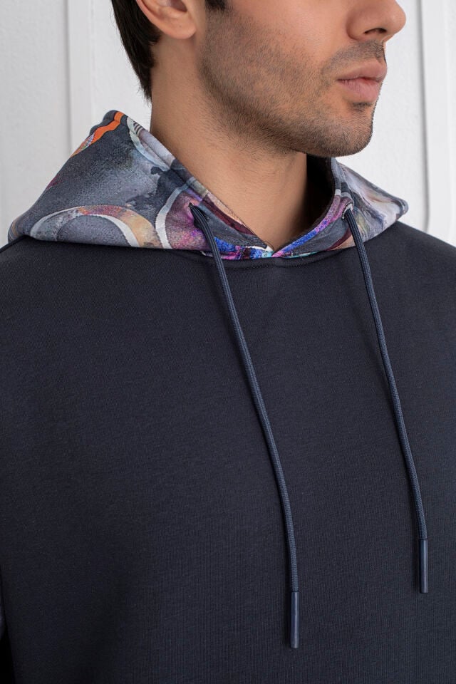 0067 Kol & Kapşon Gezegen Desenli Unisex Antrasit Sweat 2XL - Antrasit