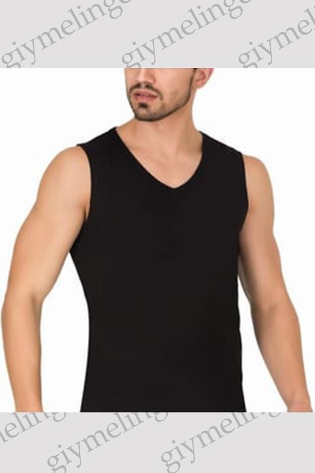 508 V Yaka Kolsuz Erkek Atlet Black