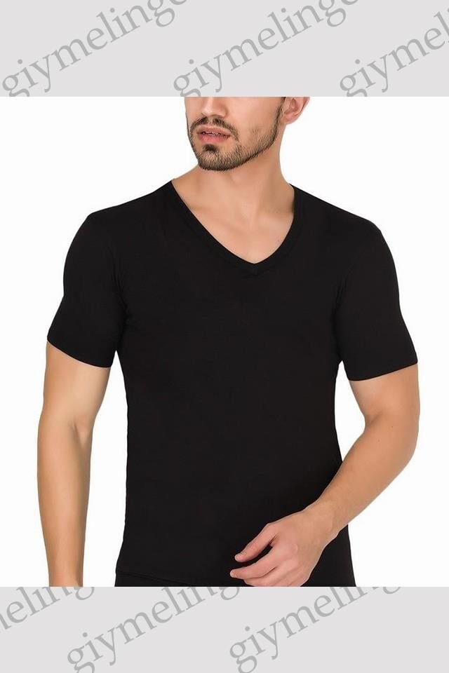 509 V Yaka Kısa Kol Atlet Black