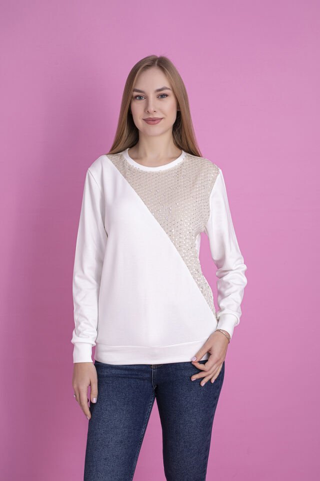 0065 oysho pullu model sweat KREM - L