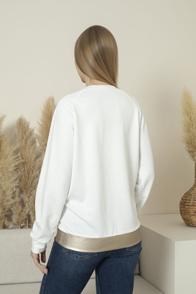 0061 Beli gold deri manşetli sweat