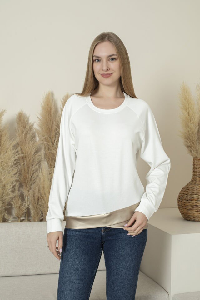 0061 Beli gold deri manşetli sweat