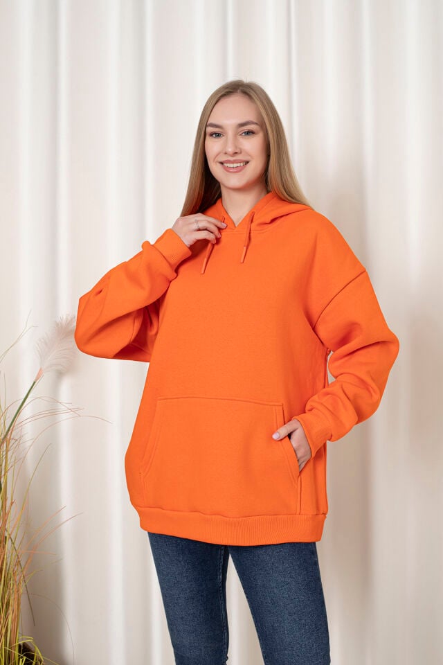 0003 Üç İplik Şardonlu Sweatshirt 2XL - TURUNCU