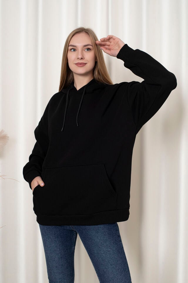 0003 Üç İplik Şardonlu Sweatshirt S - SİYAH