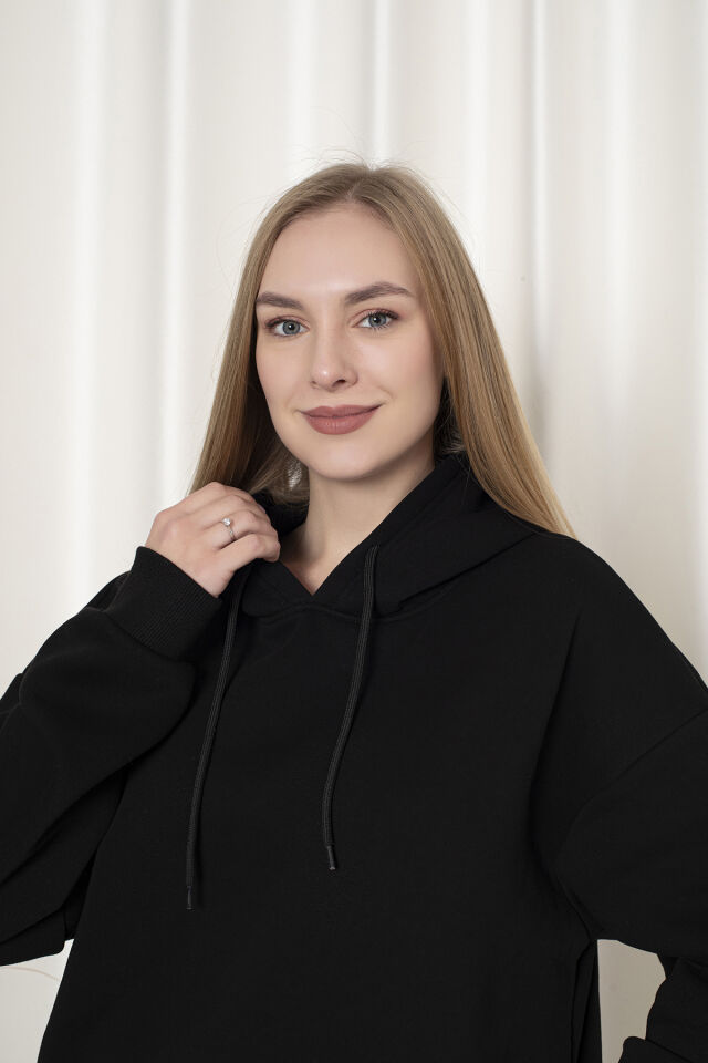 0003 Üç İplik Şardonlu Sweatshirt S - SİYAH