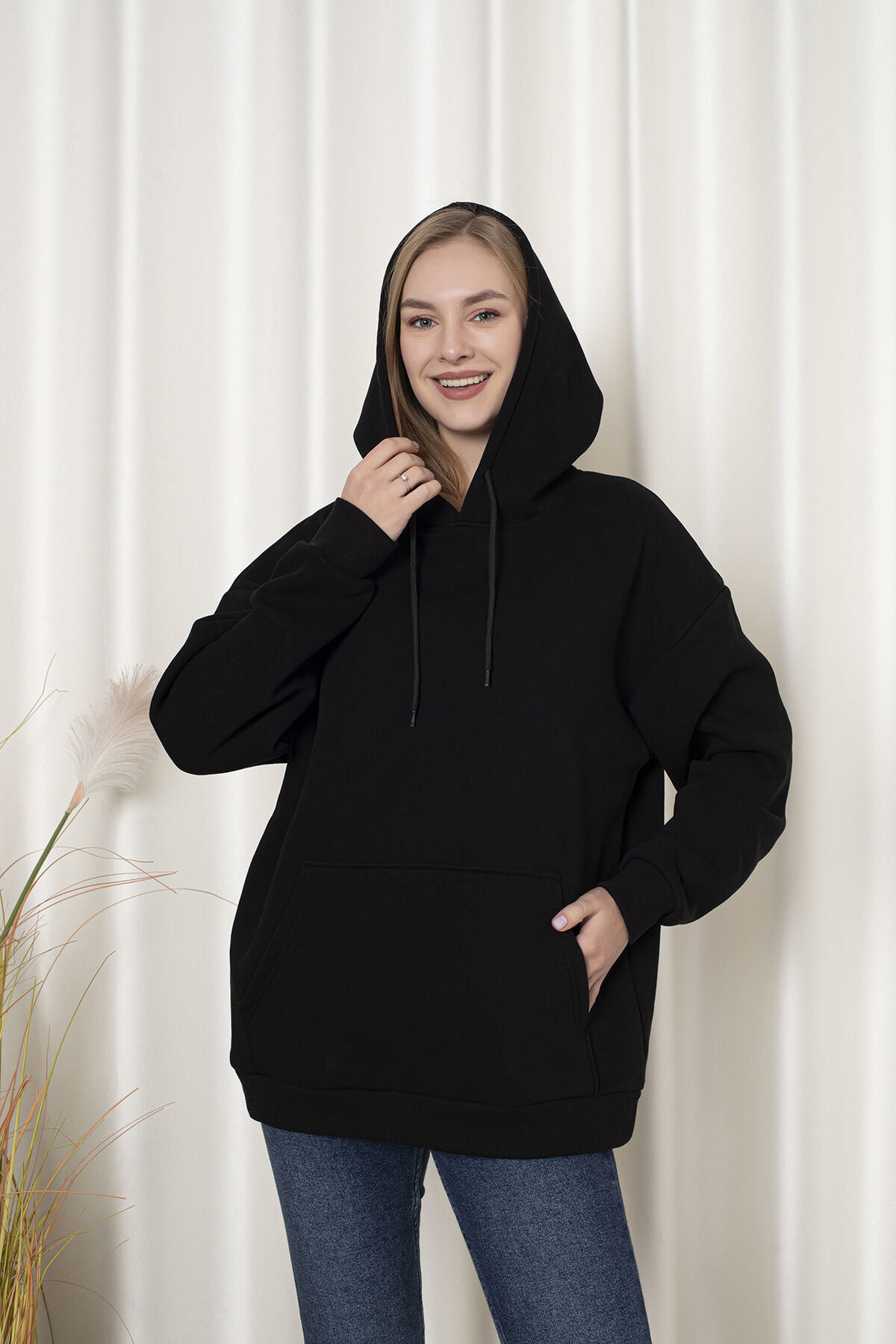 0003 Üç İplik Şardonlu Sweatshirt L - SİYAH