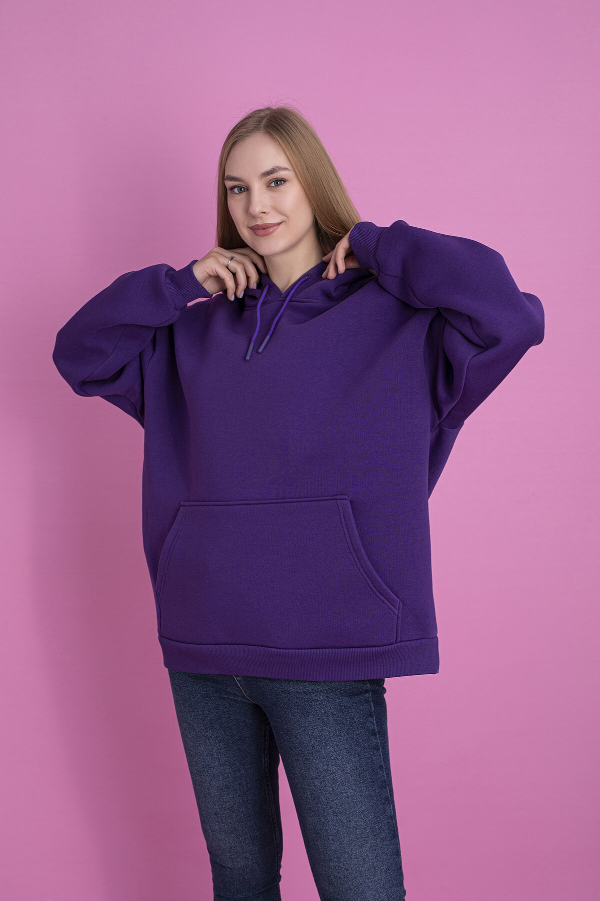 0003 Üç İplik Şardonlu Turuncu  Sweatshirt M - MOR