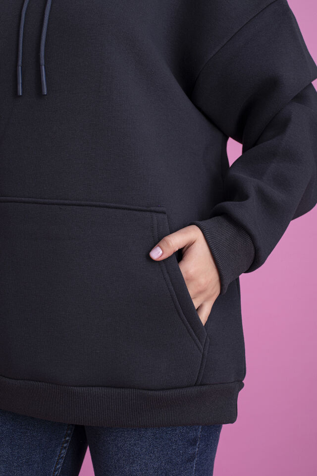 0003 Üç İplik Şardonlu Turuncu  Sweatshirt XL - Antrasit