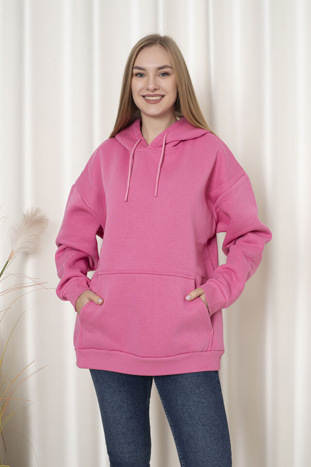 0003 Üç İplik Şardonlu Sarı  Sweatshirt L - PEMBE