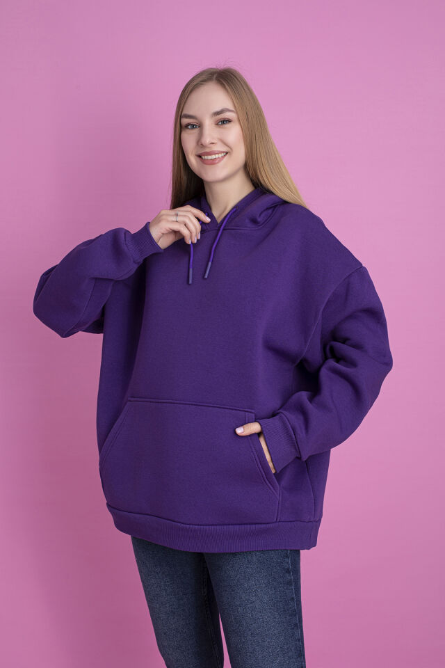 0003 Üç İplik Şardonlu Sarı  Sweatshirt M - MOR