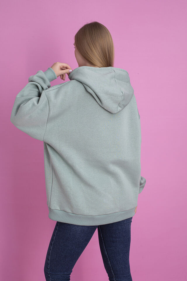 0003 Üç İplik Şardonlu Sarı  Sweatshirt L - YEŞİL