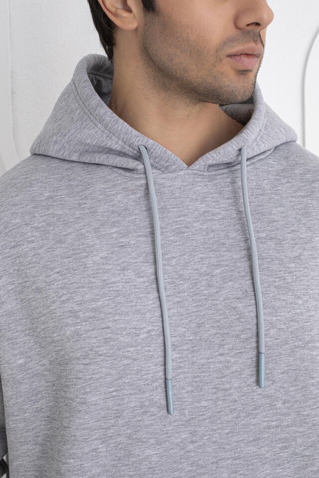 0003 ÜNİSEX KAPŞONLU CEPLİ OWERSİZE SWEAT GRİ