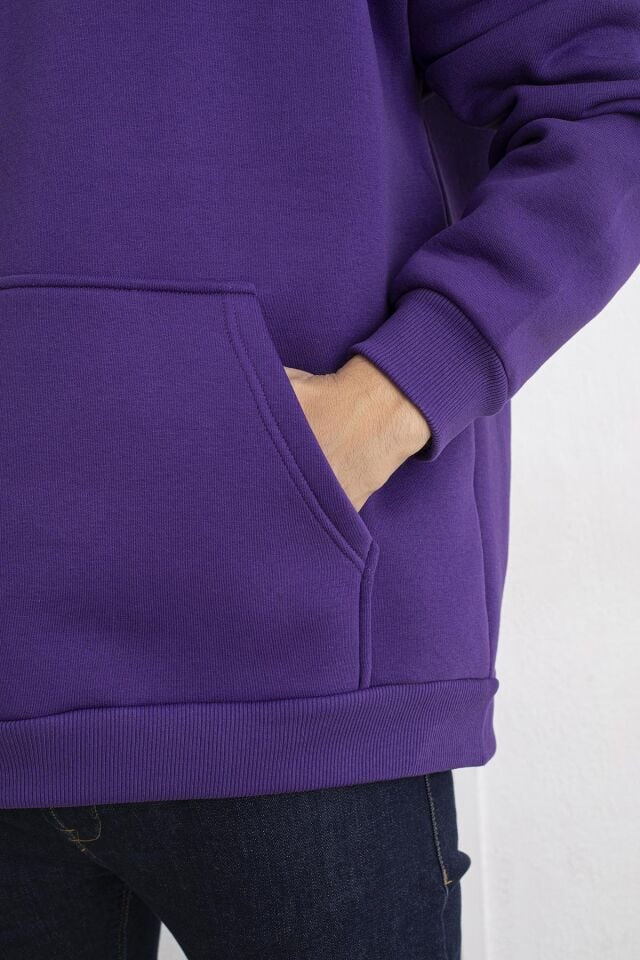 0003 ÜNİSEX KAPŞONLU CEPLİ OWERSİZE SWEAT MOR