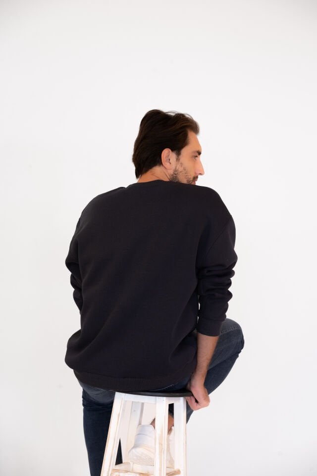 0001 ÜNİSEX KAPŞONSUZ CEPSİZ OWERSİZE SWEAT - ANTRASİT