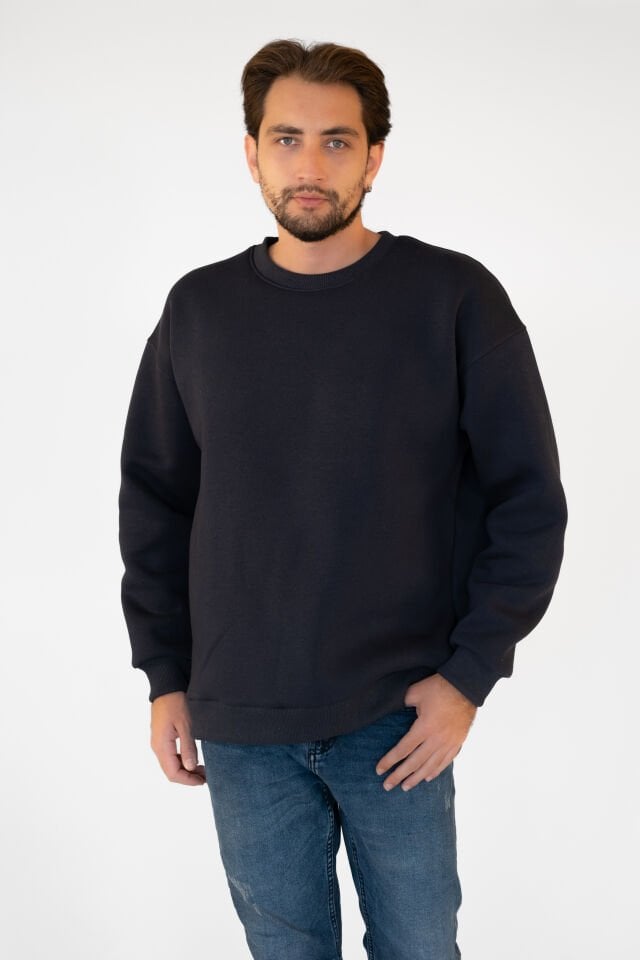 0001 ÜNİSEX KAPŞONSUZ CEPSİZ OWERSİZE SWEAT - ANTRASİT