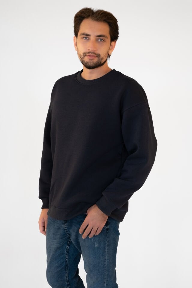 0001 ÜNİSEX KAPŞONSUZ CEPSİZ OWERSİZE SWEAT - ANTRASİT