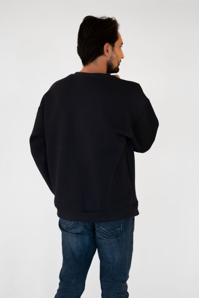 0001 ÜNİSEX KAPŞONSUZ CEPSİZ OWERSİZE SWEAT - ANTRASİT