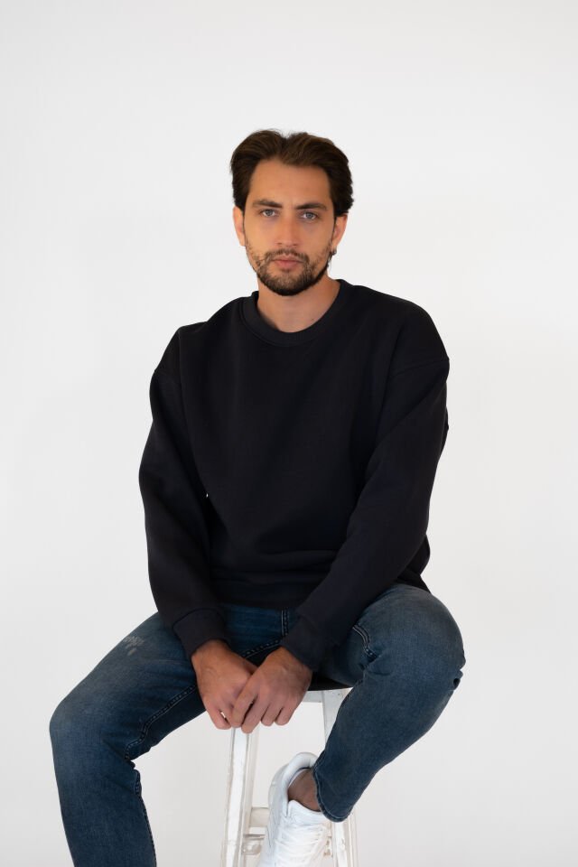 0001 ÜNİSEX KAPŞONSUZ CEPSİZ OWERSİZE SWEAT - ANTRASİT