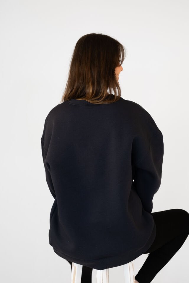 0001 ÜNİSEX KAPŞONSUZ CEPSİZ OWERSİZE SWEAT - ANTRASİT