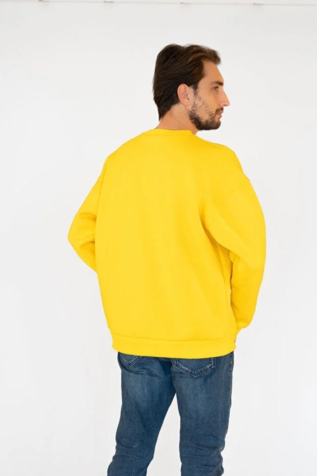 0001 UNISEX KAPŞONSUZ CEPSİZ OVERSİZE SWEAT SARI