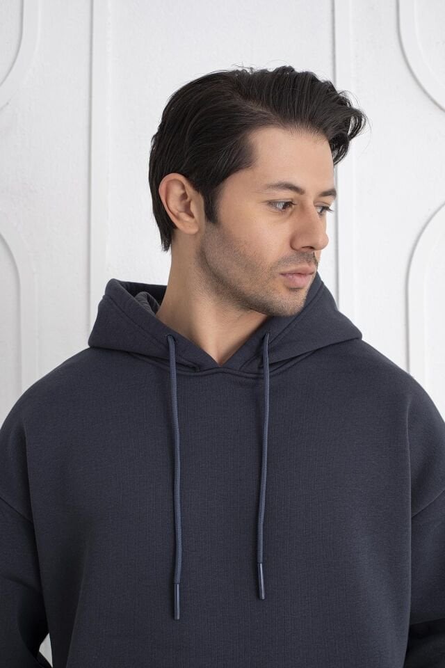 0003UNİSEX KAPŞONLU CEPLİ OWERSİZE SWEAT