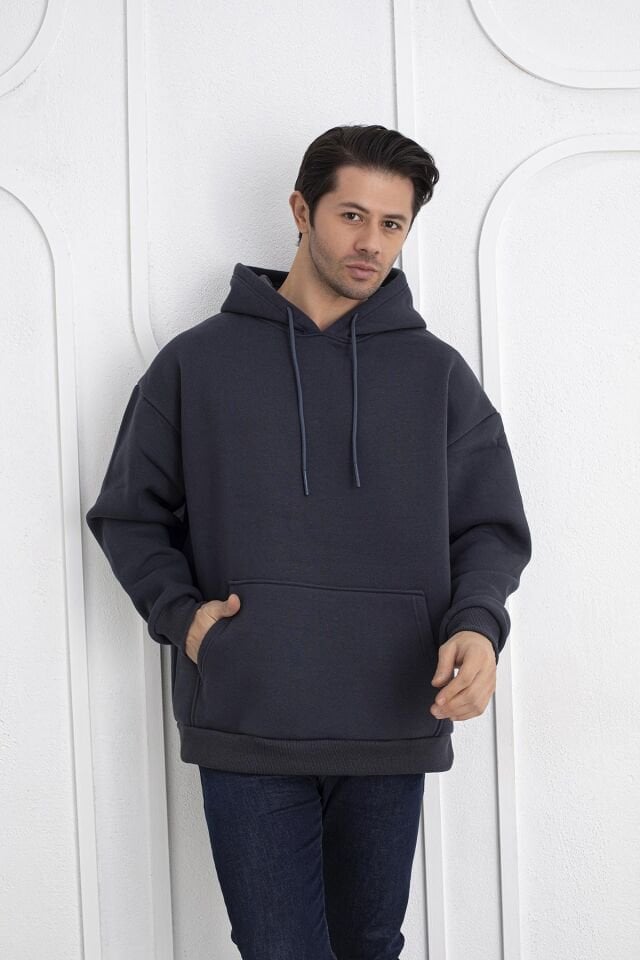 0003UNİSEX KAPŞONLU CEPLİ OWERSİZE SWEAT