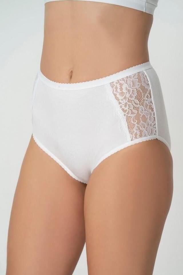 4366 Yanları Şerit Dantelli Yüksek Bel Bato Külot Skin
