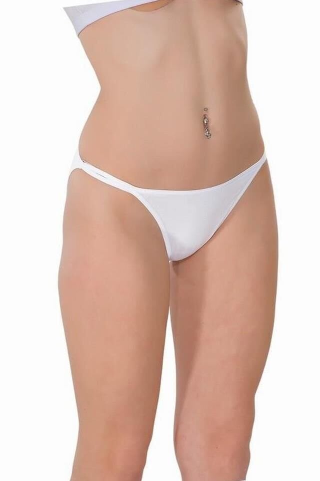4368 Beli İnce Biye Sıkı Lastikli Bikini Külot White