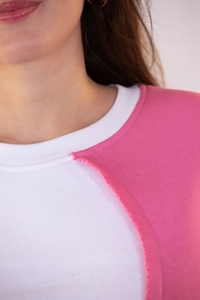 0019 OWERSİZE ÖNÜ 2 PARÇALI DİKİŞİ PÜSKÜLLÜ BAYAN SWEAT