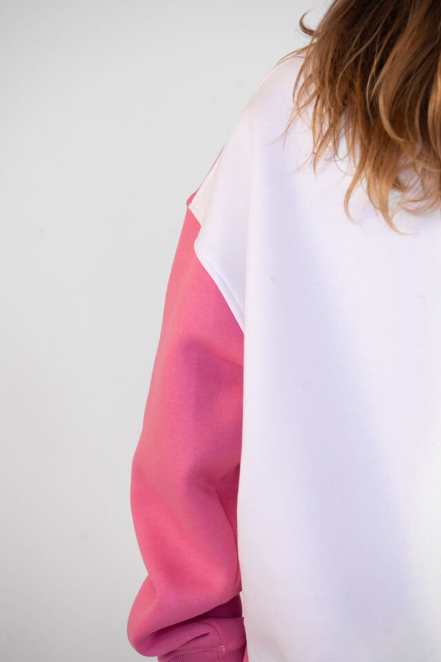 0019 OWERSİZE ÖNÜ 2 PARÇALI DİKİŞİ PÜSKÜLLÜ BAYAN SWEAT