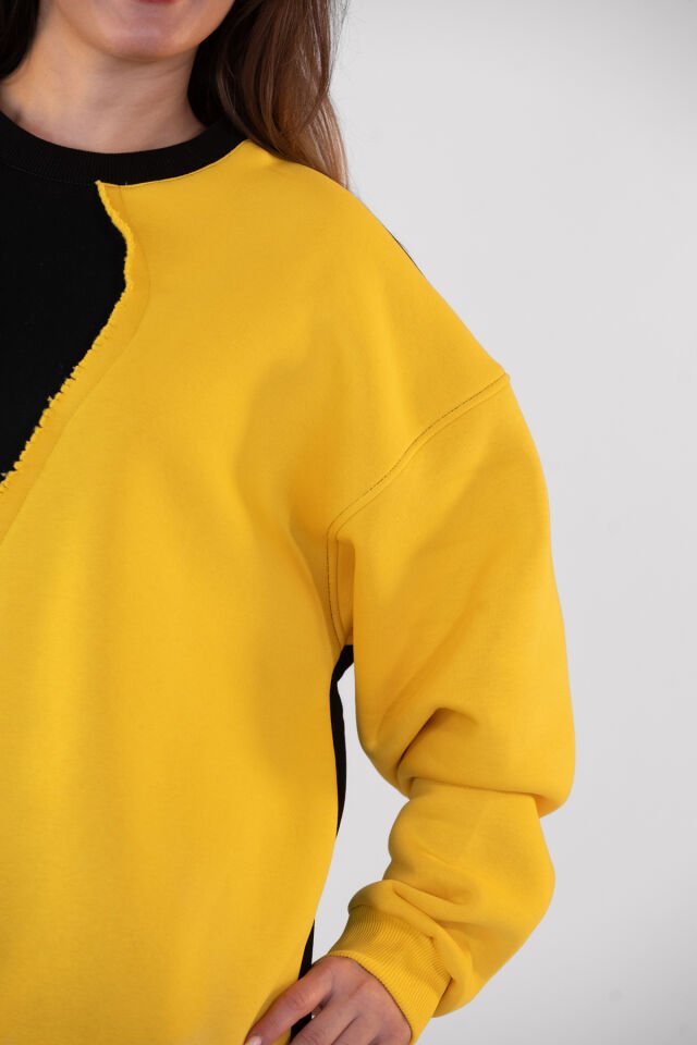 0019 OWERSİZE ÖNÜ 2 PARÇALI DİKİŞİ PÜSKÜLLÜ BAYAN SWEAT