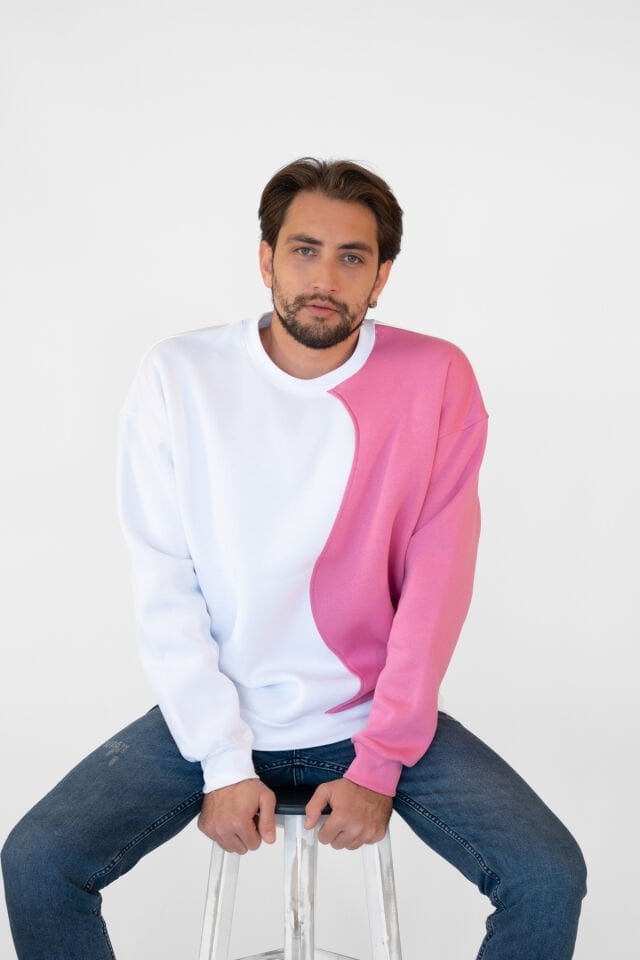 0020 OWERSİZE ÖNÜ 2 PARÇALI DİKİŞİ DÜZ ERKEK SWEAT