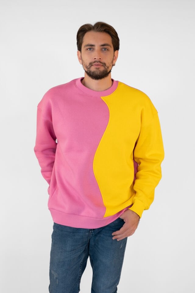 0020 OWERSİZE ÖNÜ 2 PARÇALI DİKİŞİ DÜZ ERKEK SWEAT