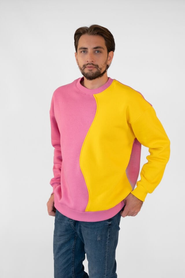 0020 OWERSİZE ÖNÜ 2 PARÇALI DİKİŞİ DÜZ ERKEK SWEAT