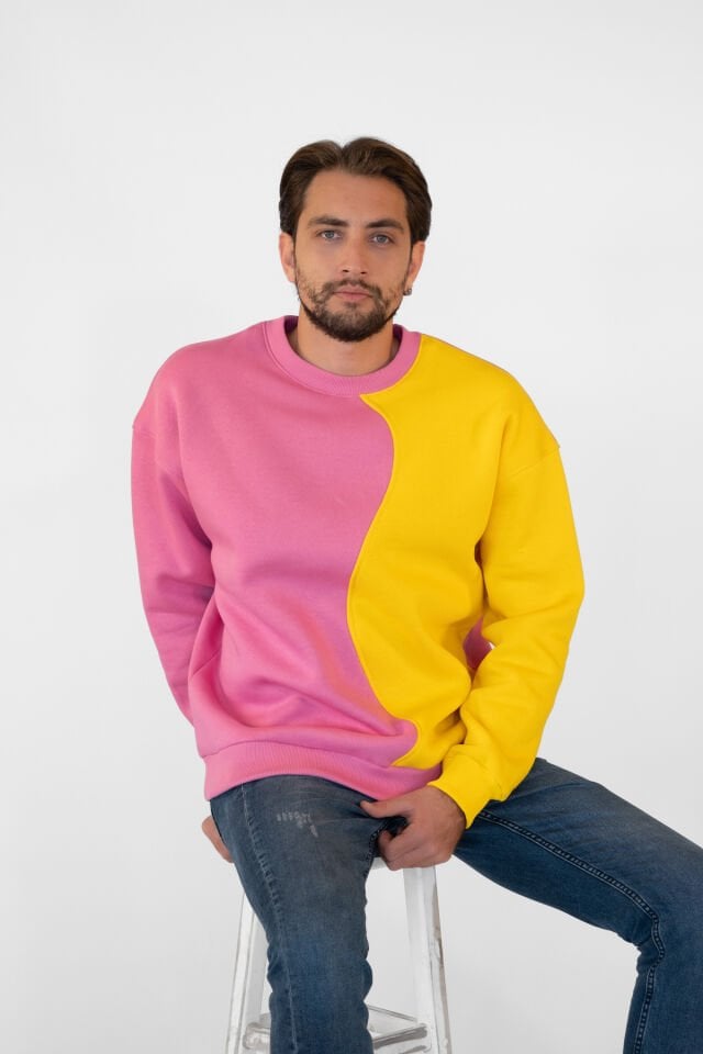 0020 OWERSİZE ÖNÜ 2 PARÇALI DİKİŞİ DÜZ ERKEK SWEAT