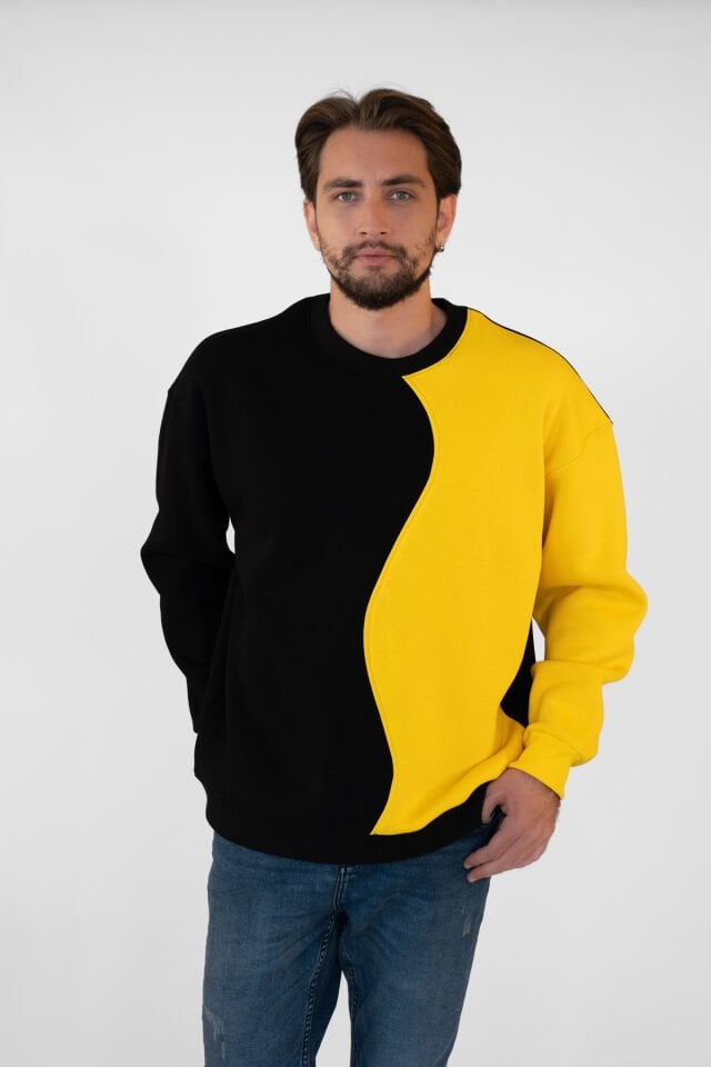 0020 OWERSİZE ÖNÜ 2 PARÇALI DİKİŞİ DÜZ ERKEK SWEAT