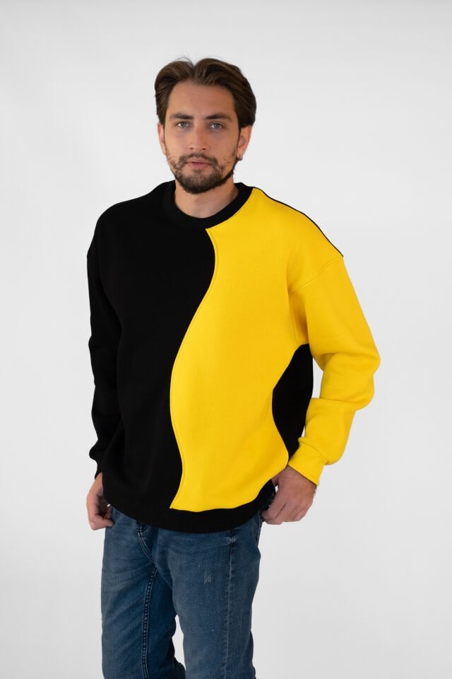 0020 OWERSİZE ÖNÜ 2 PARÇALI DİKİŞİ DÜZ ERKEK SWEAT