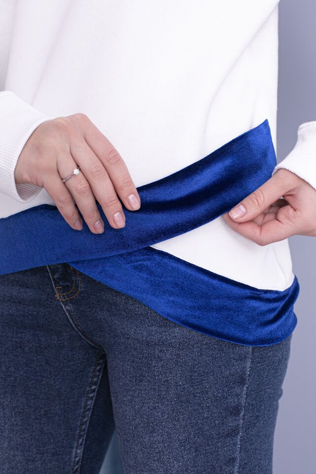 0061 BEL KEMER DERİ DETAYLI BAYAN SWEAT