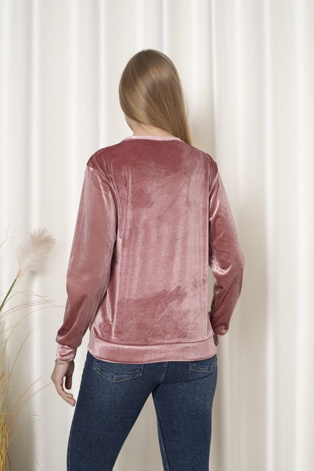 0062 ÖNÜ YARIM DERİ DETAYLI BAYAN SWEAT