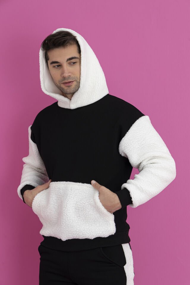 0075 KOL KAPŞON CEP KUZU TÜYÜ OWERSİZE SWEAT