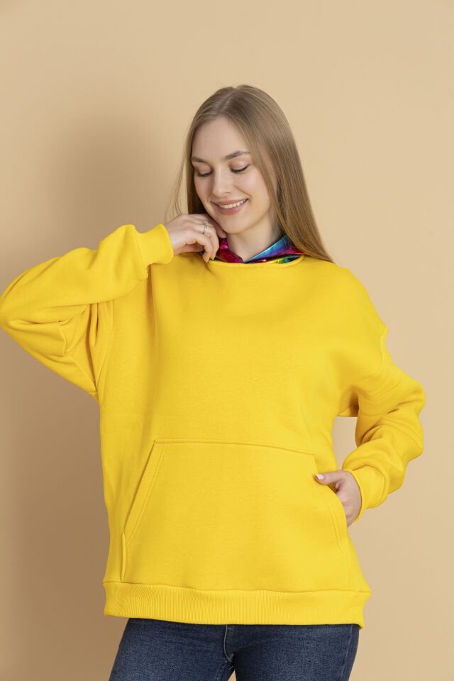 0076 KAPŞON GÖKKUŞAĞI VARAK DESENLİ OWERSİZE SWEAT