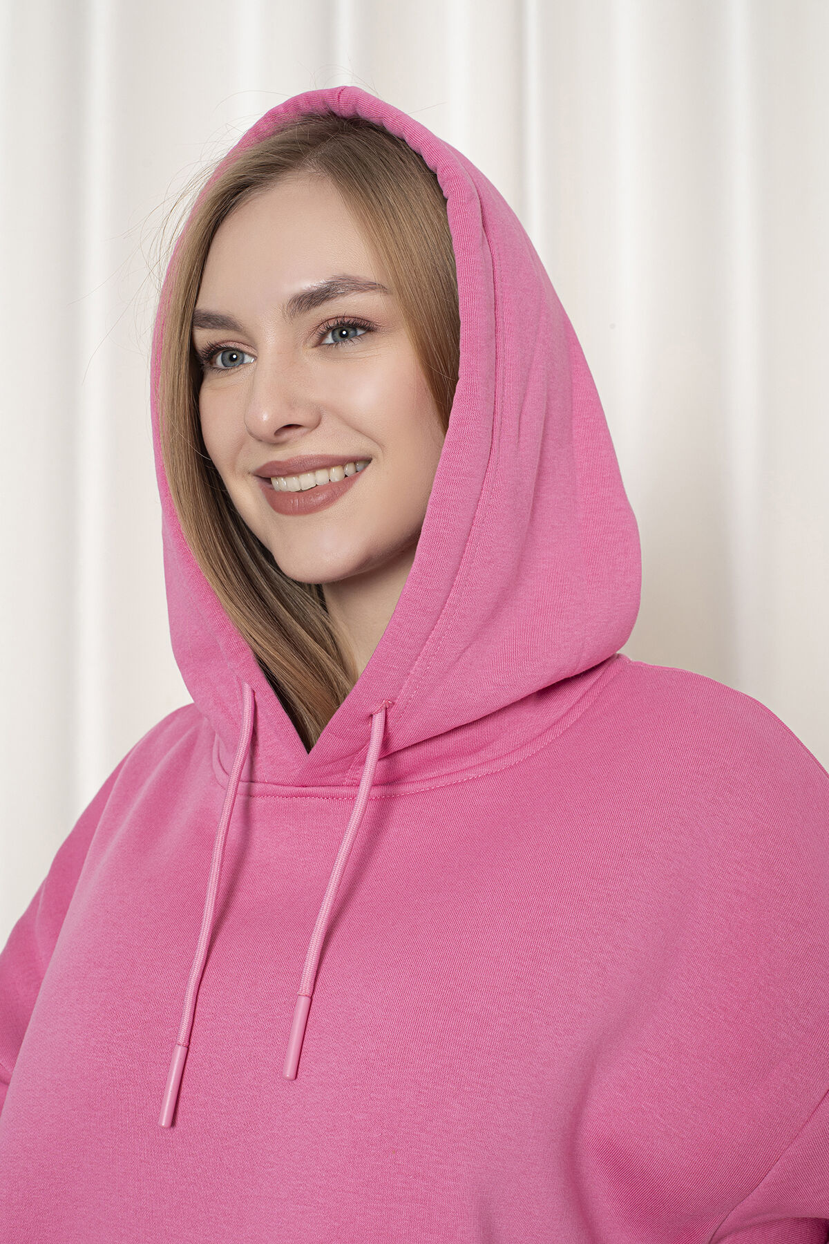 0003 Üç İplik Şardonlu Mor Sweatshirt S - PEMBE