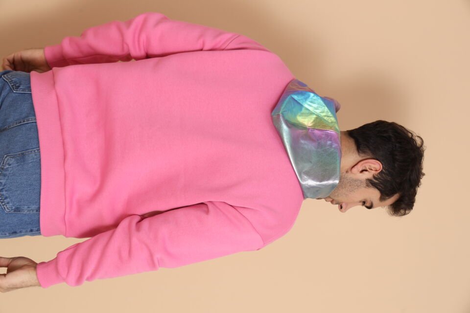 0077 KAPŞON GEÇİŞLİ VARAK DESENLİ OWERSİZE SWEAT