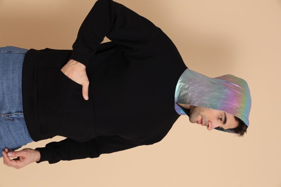 0077 KAPŞON GEÇİŞLİ VARAK DESENLİ OWERSİZE SWEAT