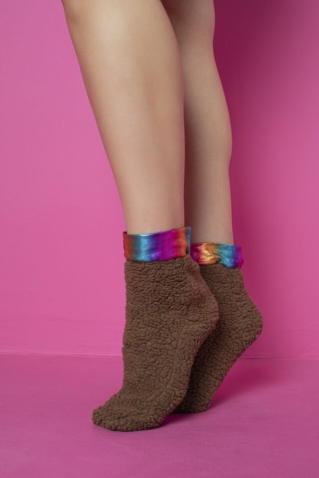 0081 KISA PATİK ÇORAP KUZU TÜYÜ POLAR