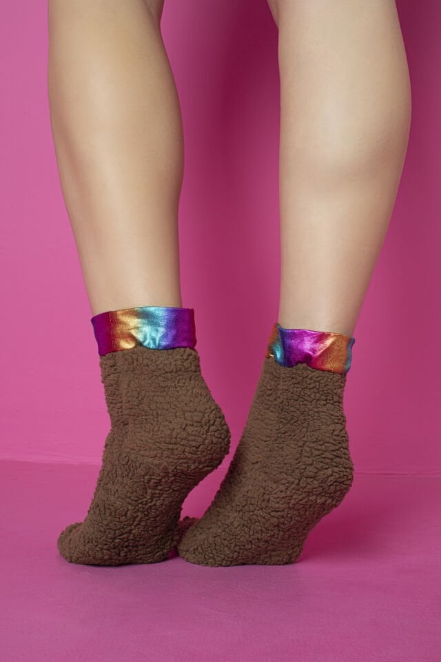 0081 KISA PATİK ÇORAP KUZU TÜYÜ POLAR