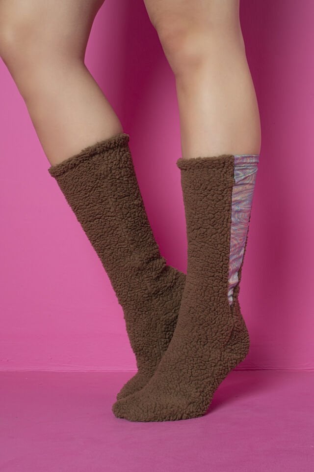 0082 UZUN ÇİZME ÇORAP ÇİFT TARAF POLAR